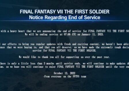 Final Fantasy VII The First Soldier Shuts Down In January